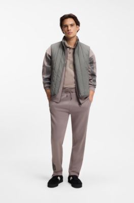 Vertical-quilted gilet with logo detail, Grey