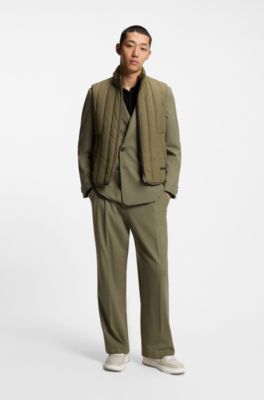 Vertical-quilted gilet with logo detail, Olive