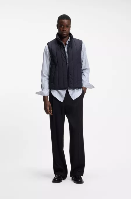 Vertical-quilted gilet with logo detail