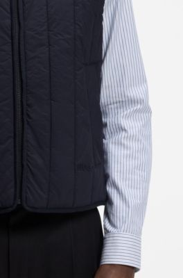 Vertical-quilted gilet with logo detail, Dark Blue