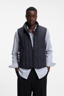 Vertical-quilted gilet with logo detail, Dark Blue