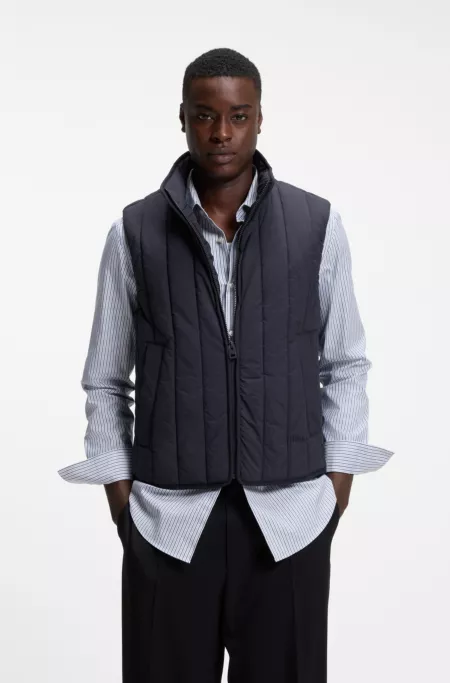 Vertical-quilted gilet with logo detail