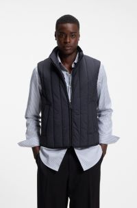 Vertical-quilted gilet with logo detail, Dark Blue