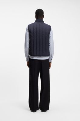 Vertical-quilted gilet with logo detail, Dark Blue