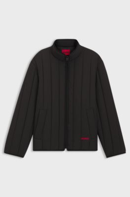 Quilted jacket with logo detail, Black