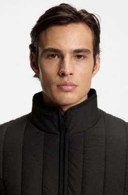 Quilted jacket with logo detail, Black