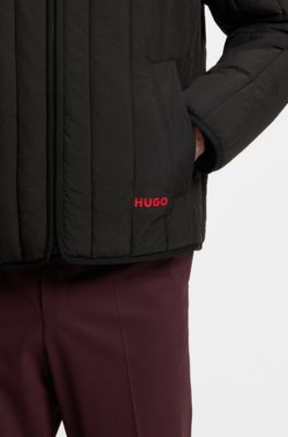 Quilted jacket with logo detail, Black