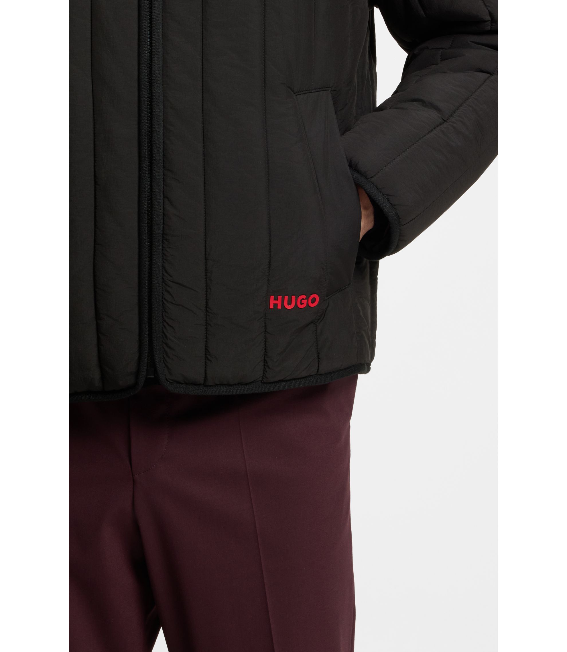 HUGO - キルティングジャケット ロゴディテール - ブラック