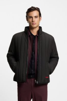 Quilted jacket with logo detail, Black