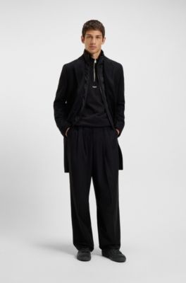 메쉬 및 인조 스웨이드 하이탑 스니커즈, 블랙