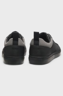 Faux-nubuck trainers with mesh collar, Black