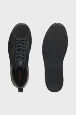 Faux-nubuck trainers with mesh collar, Black
