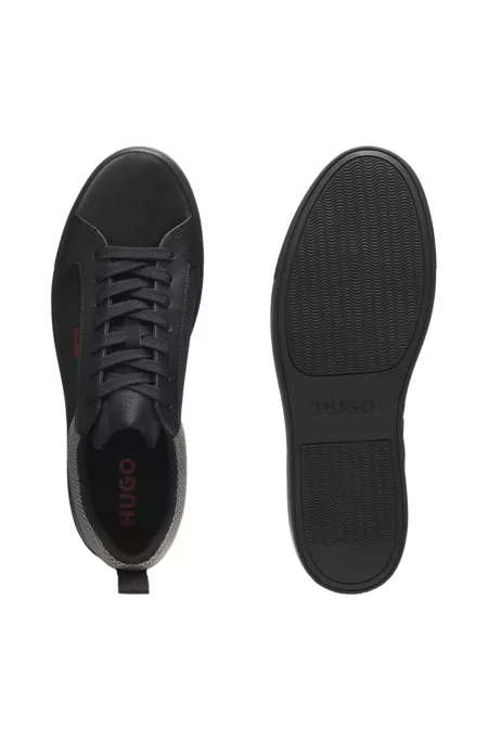 Faux-nubuck trainers with mesh collar