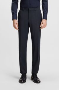 Regular-fit trousers in micro-patterned stretch fabric, Dark Blue