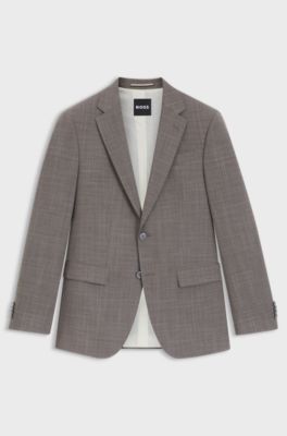 Regular-fit suit jacket in checked stretch cloth, Beige