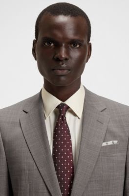 Regular-fit suit jacket in checked stretch cloth, Beige