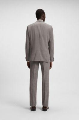 Regular-fit suit jacket in checked stretch cloth, Beige