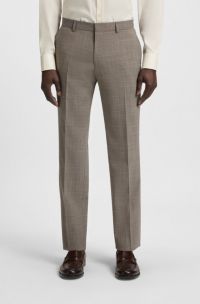 Regular-fit trousers in checked stretch cloth, Beige