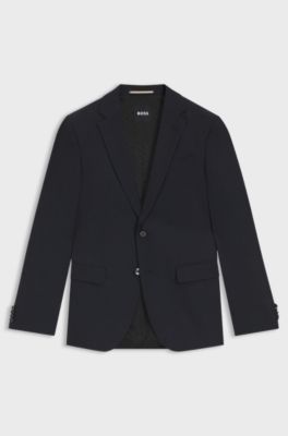 Regular-fit blazer in checked stretch cloth, Dark Blue