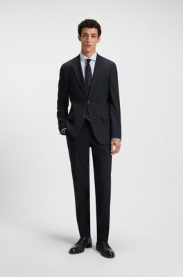 Regular-fit blazer in checked stretch cloth, Dark Blue