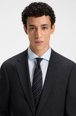 Regular-fit blazer in checked stretch cloth, Dark Blue