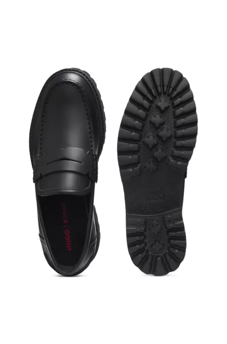 Leather loafers with lug outsole