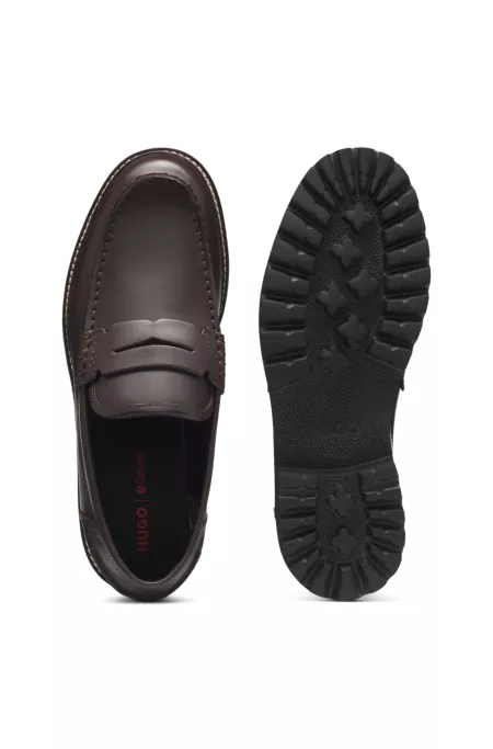 Leather loafers with lug outsole