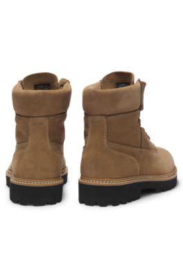 Boots aus Nubukleder mit gepolsterter Manschette, Beige