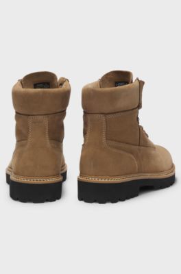 Nubuck-leather half boots with padded collar, Beige