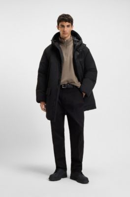 Stivaletti in pelle con logo goffrato, Nero