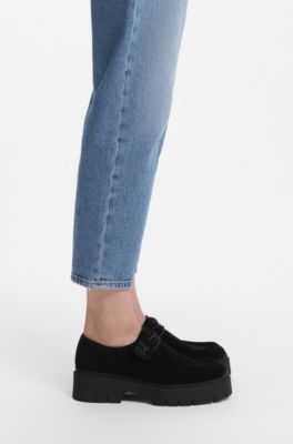 Derby shoes in suede with removable logo tag, Black