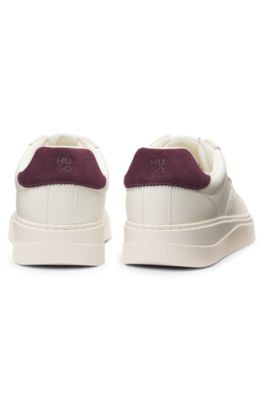 Low-top trainers with suede trims, Natural