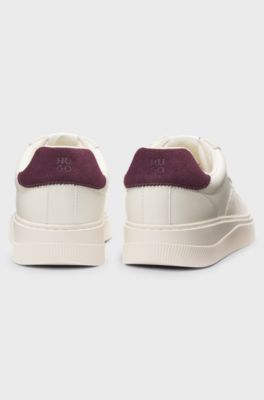 Low-top trainers with suede trims, Natural