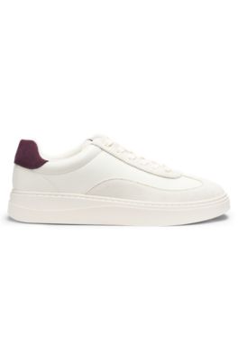 Low-top trainers with suede trims, Natural