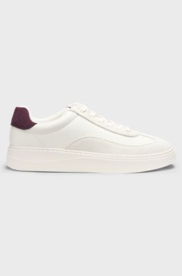 Low-top trainers with suede trims, Natural