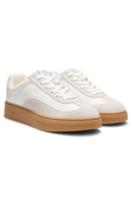 Low-top trainers with suede trims, White