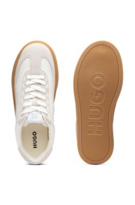 Lage sneakers met su&egrave;de details, Wit