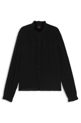 Regular-fit blouse in polka-dot fabric, Black