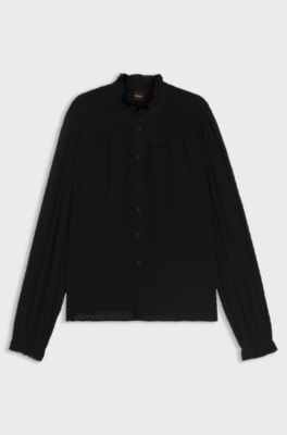 Regular-fit blouse in polka-dot fabric, Black