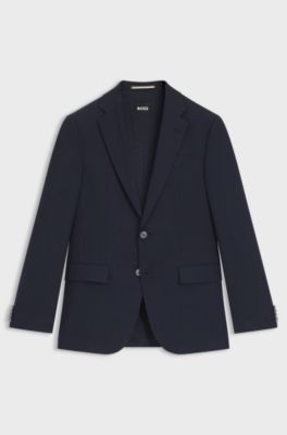 Regular-fit blazer in crease-resistant stretch fabric, Dark Blue