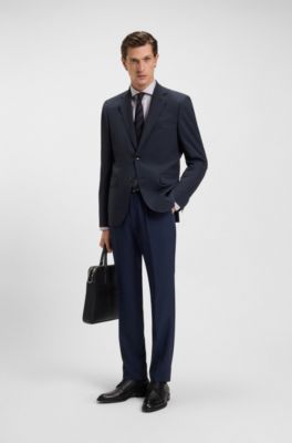 Regular-fit blazer in crease-resistant stretch fabric, Dark Blue