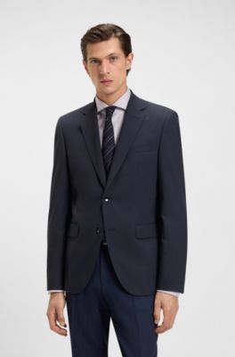 Regular-fit blazer in crease-resistant stretch fabric, Dark Blue