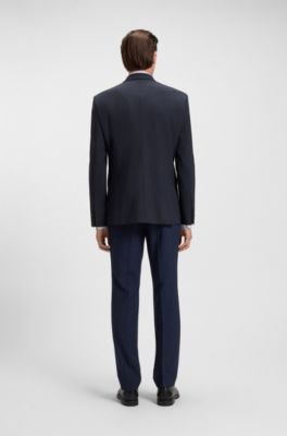 Regular-fit blazer in crease-resistant stretch fabric, Dark Blue