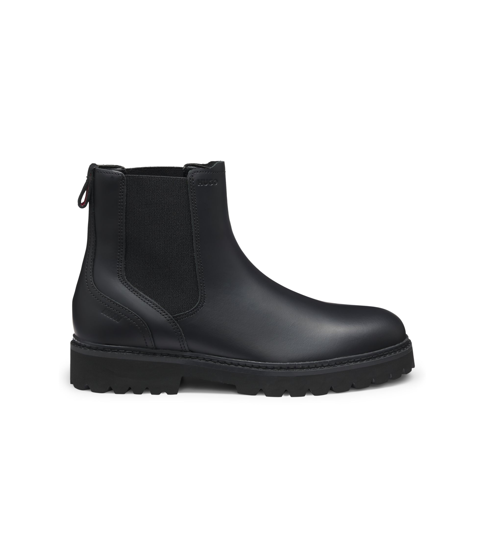 %Hugo Boss Black Leather Chelsea Chukka Ankle Boots Men\'s SZ 8 / D9 BOSS - Chelsea boots in nappa leather with signature-stripe  main image 3