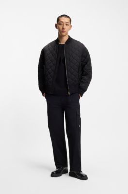 Leather boots with cushioned collar and lug sole, Black