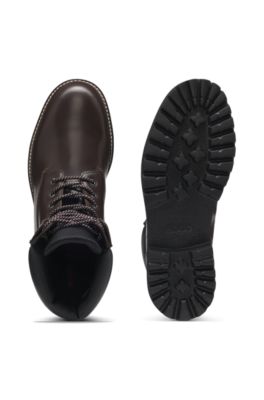 L&auml;derk&auml;ngor med vadderad krage och grovm&ouml;nstrad sula, M&ouml;rkbrun