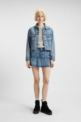 Bottines &agrave; lacets en cuir su&eacute;d&eacute; avec &eacute;tiquette logot&eacute;e amovible, Noir