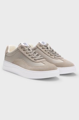 Trainers in satin and suede, Light Beige