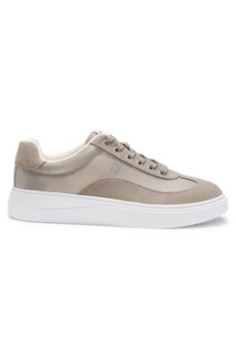 Trainers in satin and suede, Light Beige