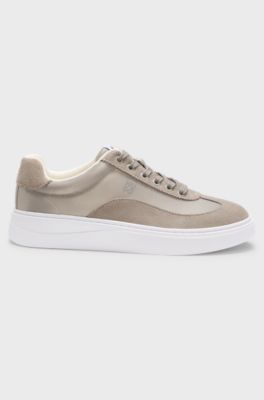 Trainers in satin and suede, Light Beige
